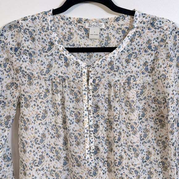 Lucky Brand Semi Sheer Floral Longsleeve Top Women Small - Picture 3 of 8